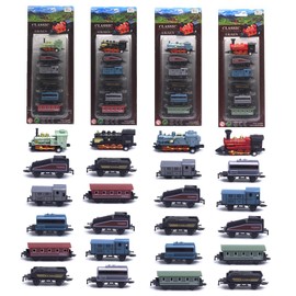 CORPER TOYS 4 Packs (24 Pieces) Pull Back Model Diecast Mini Train Toys Playset for 3 4 5 6 Year Old Boys Girls, Steam Train with Linkable Cars for Birthday Gifts