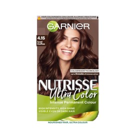 Garnier Nutrisse Ultra Color, Permanent Hair Dye, Intense Colour, For All Hair Types, 4.15 Iced Coffee, Brown