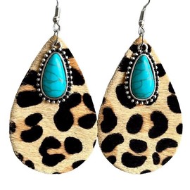 twinkle eye 80s Neon Earrings Faux Leather Earrings Retro Drop Dangle for Women 80's Party Leopard Western Turquoise Statement Jewelry