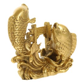 BIUDECO Vintage Brass Carp Figurine Brass Fish Adornment Compact Desktop Statue Unique Retro Decor for Home and Office