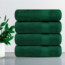 Ample Decor 100% Cotton Bath Towels for Bathroom 30 X 54 Inch 600 GSM Soft Absorbent - 4 pcs - Green