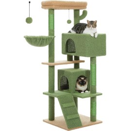 56.2" Multi-Level Cat Tower for Indoor with Hammock and Scratching Posts and 2 Condos HousesSize: H = 56.2", Color: Pink
