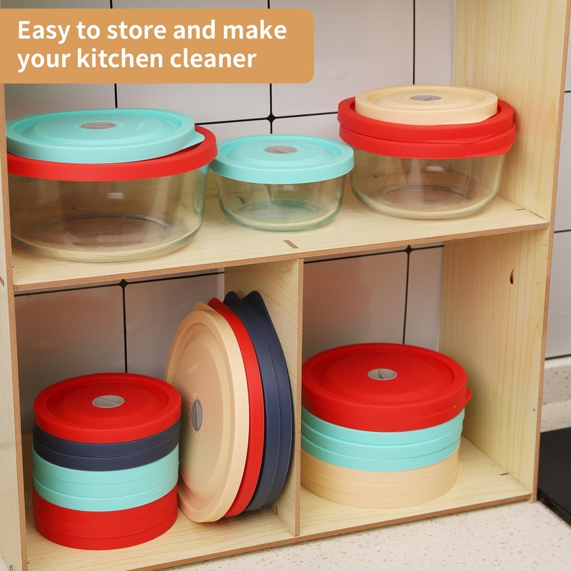 Replacement Lids for Pyrex 7402-PC 7 Cup, Silicone Round Storage
