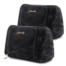 YIYIDSTO Cosmetic Bag Travel Makeup Bag Large Capacity Small Travel Zipper Pouch Makeup Organizer Bag for Women, Black-2 Pack, Travel Makeup Bag Cosmetic Bag