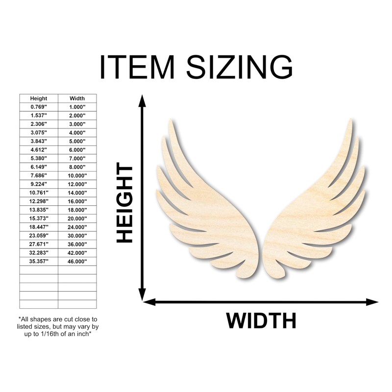 Unfinished Wood Angel Wings Shape Craft up to 46" 4"