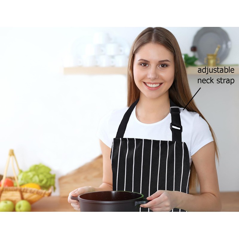 XIEJINJIA 2 Pack Adjustable Apron with Pockets Chef Kitchen Restaurant