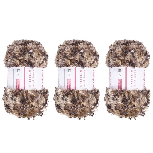 sourcing map 3pcs Eyelash Yarn Fur Soft Fluffy Chunky Polyester