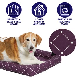 Midwest Homes for Pets 40224-PLD Quiet Time Couture Ashton Bolster Pet Bed, Medium Dog/24, Plum