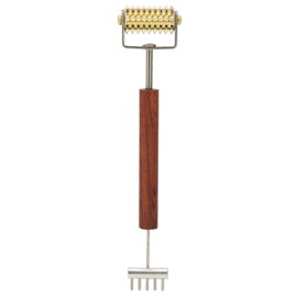 Face Massage Roller Copper Wooden Handle Promote Blood Circulation Double Head Skin Roller