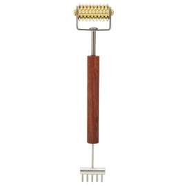 Face Massage Roller Copper Wooden Handle Promote Blood Circulation Double Head Skin Roller