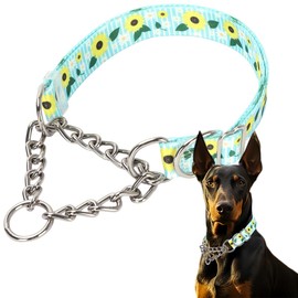 Martingale Collar for Large Dogs, Nylon Chain Dog Collars Adjustable Walking Training Heavy Duty Choke Collar with Stainless Steel for Male Medium Large Dogs, XL