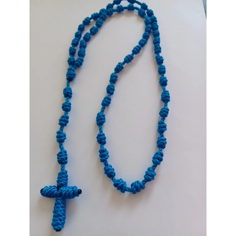 Nylon Rosary Knotted cord Blue