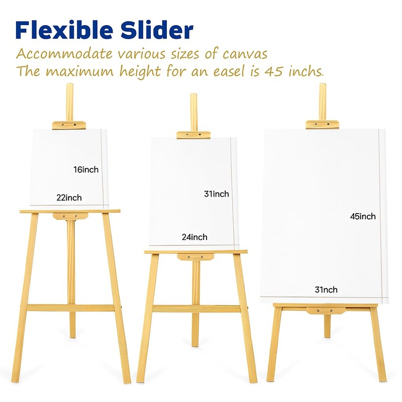 Wooden Easel Stand for Painting, 45" Adjustable Height Folding Art