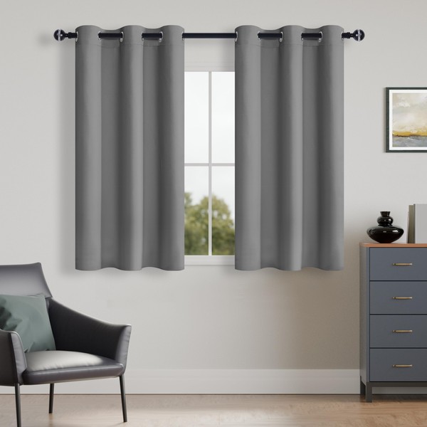 Hiasan Grey Curtains 45 Inches Length for Living Room, Thermal