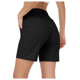 MoFiz Womens Hiking Cargo Shorts with Pockets Athletic Running Shorts for Women Quick Dry Lightweight Breathes Freely Black Medium