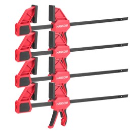 HANSOM Upgraded 4-Pack 24 Inch Woodworking Clamps,Bar Clamps Heavy Duty 350LBS Throat Depth 3-1/3”,One-Handed Quick Grip/Spreader Wood Clamps Set with Quick Change Button