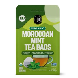 FGO Organic Moroccan Mint Green Tea, 100 Count, Eco-Conscious Tea Bags, Resealable Bag, Packaging May Vary (Pack of 1)