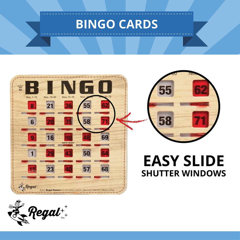 Regal Bingo Bulk Bingo Cards with Sliding Windows - Reusable