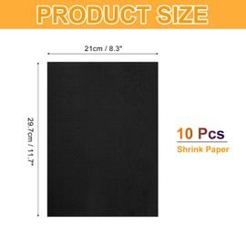 sourcing map 10 Pcs Shrink Plastic Sheets, 8x12 Inch Shrink Films Paper Heat Shrink Art Paper for Making Earrings, Necklace, Keychains DIY Crafts Project, Black