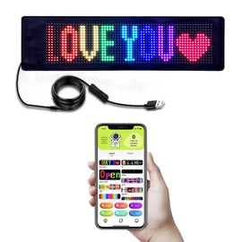 Scrolling Bright LED Advertising Signs, 15”X4” Flexible USB 5V LED Car Sign Bluetooth App Control DIY Programmable LED Sign for Car Wedding Party Festival