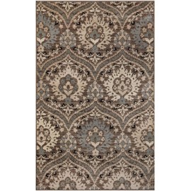 Superior Indoor Area Rug, Jute Backing, Modern Aesthetic, Vintage Floral Oriental Rugs, Home Decor for Entry, Dining, Kitchen, Augusta Collection, 6' x 9', Light Blue