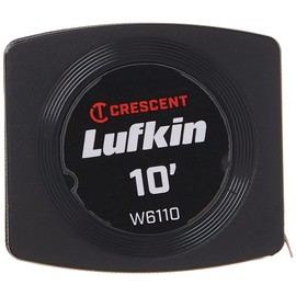 Crescent Lufkin 1/4" x 10' Pee Wee Yellow Clad Pocket Tape Measure - W6110 , Black