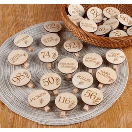HOUISM Size Divider Baby & Clothes Organiser Made of Wood, Pack of 27 Size Clips with Engraving (50-122), with Storage Box for Order in the Wardrobe