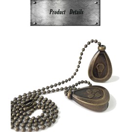 OMYZERO 2Pcs Ceiling Fan Pull Chain Set, 12Inches Decorative Fan Pull Chain Pendant Extension, Lighting & Fan Beaded Ball Chain Extender with Connector(Bronze)