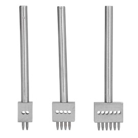 Hilitand Leather Craft Tool Kits, 3Pcs Leather Perforated Tool, Silver Tooth, Quick Easy DIY Lacing Stitching Chisel Set Leather Craft Kits, Punching (Tooth Pitch 4mm)