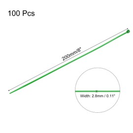 sourcing map 100PCS Cable Zip Ties 8 Inch, Self-Locking Nylon Wire Ties Heavy Duty with 30 LBS Tensile Strength for Indoor and Outdoor, Green