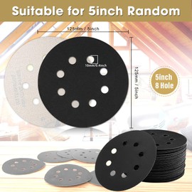 STEBRUAM Pack of 50 Silicon Carbide Sandpaper 125 mm Velcro 240 Grit Professional 125 Round 8 Hole Wet and Dry Sanding Disc, Best for Metal Cars