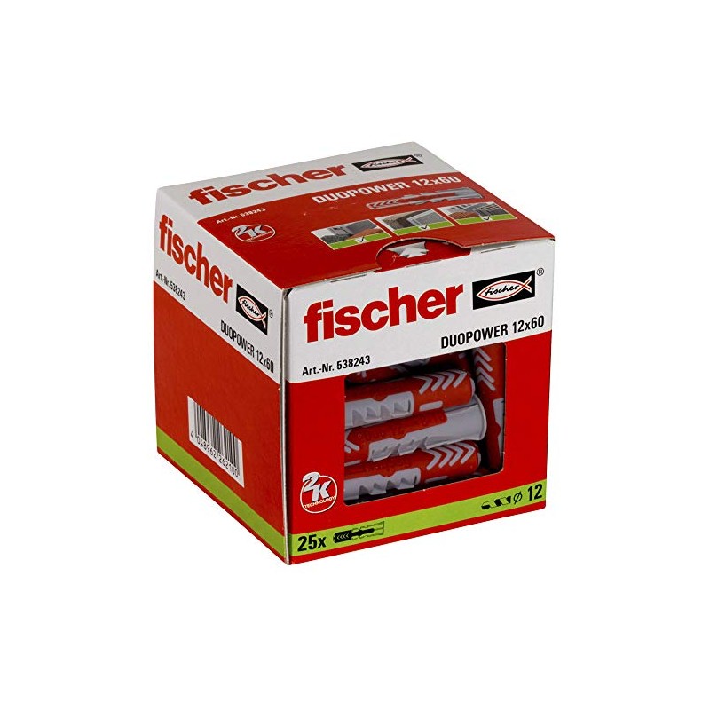 Fischer Duopower 12 x 60, universal dowels, powerful 2-component dowels,