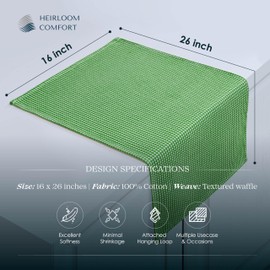 HEIRLOOM COMFORT 12 Pack 100% Cotton Dual Tone Waffle Weave Kitchen Towels, 16x26 Inch, Super Absorbent, Fast Dry Dishcloth Set, Soft Hand Towels for Cleaning, Durable, Mint Green