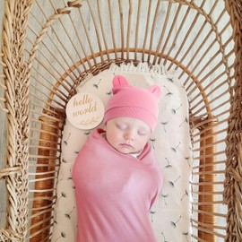 DRESHOW Newborn Baby Blanket Soft Swaddle Blankets for Infant Swaddling Receiving Warm Wraps with Bear Ear Hat Headband with Gloves