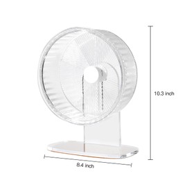Super-Silent Hamster Exercise Wheel: Silent Spin Toys Hamster Running Wheels with Height Adjustable Stand for Hamsters Gerbils Mice Or Other Small Animals -8.5inch Clear