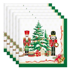 Arquiel Christmas Nutcracker Napkins, 18×18 inch Dinner Cloth Napkins Set of 6, Washable Cotton Soft Absorbent Square Napkins for Dining Kitchen Party Wedding Decoration