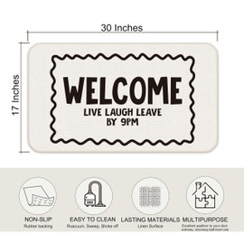Udinaz Funny Welcome to Our Home Please Leave by 9 PM Door Mat Doormat Outdoor Indoor Entrance, Funny Welcome Mats for Outside Entryway Porch, 17x30 Inches