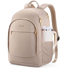 LOVEVOOK Laptop Backpack for Women, Carry On Computer Backpack, 17.3 Inch Work Backpack Purse, Business Bag with Laptop Compartment for Nurse, Teacher, Nude