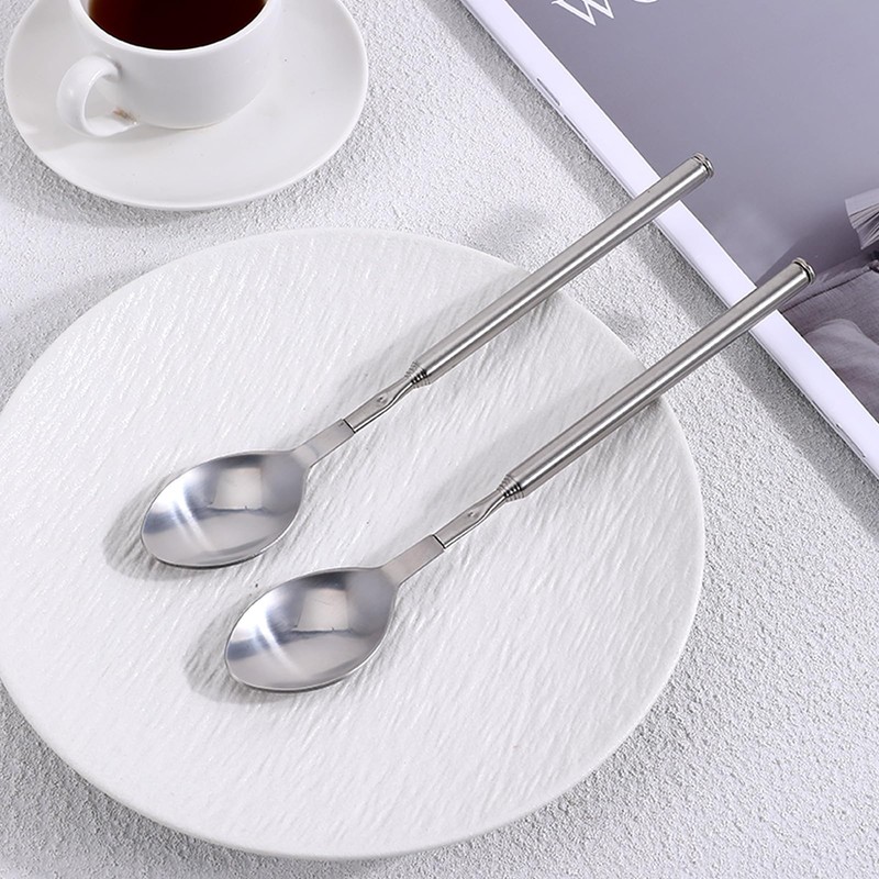2 Pcs Extendable Spoon 8.7 to 25.5 inch Telescopic Spoon,