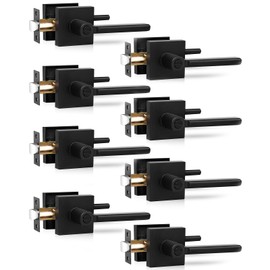 RAZCC Privacy Door Levers, 8 Pack Black Door Handles Heavy Duty Bed and Bath Door Knobs Interior Keyless Door Locksets, Reversible for Left & Right Handed Doors