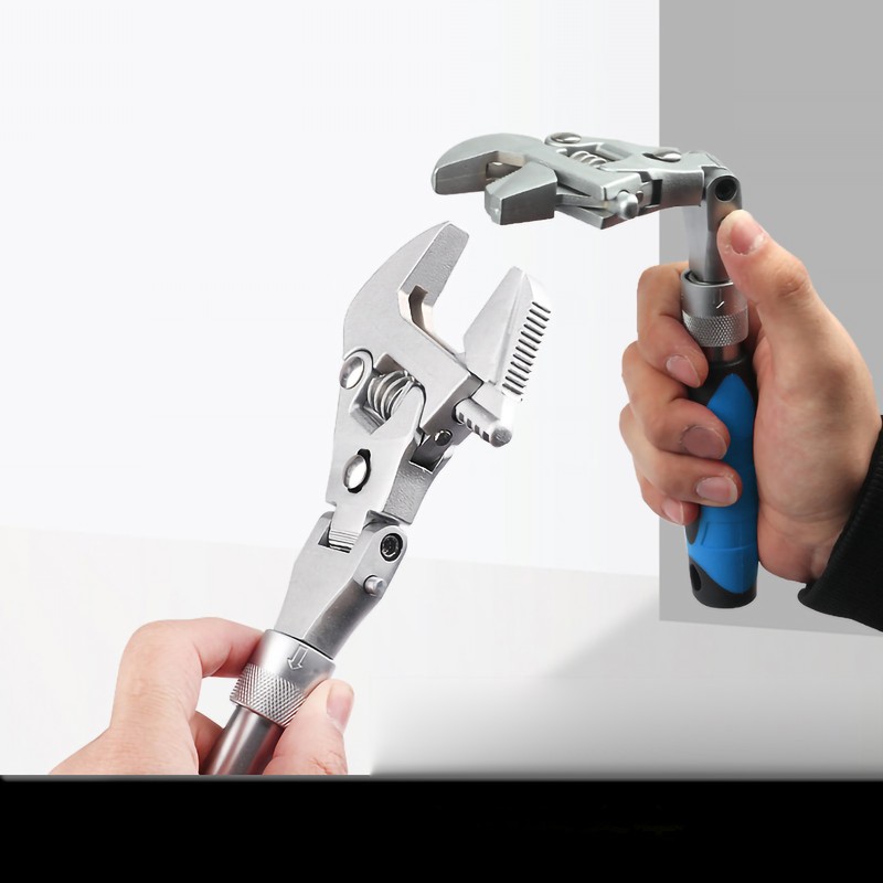 10in Adjustable Wrench 180° Rotating Flexible Head Multifunctional Wrench for