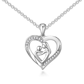 Philip Jones Mother and Child Necklace with Quote Card Created with Zircondia® Crystals