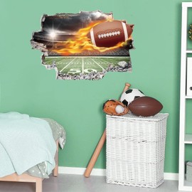 TOARTi 3D Rugby Wall Sticker Football Wall Decals for Boys Room Rugby Wall Art Decal for Boys Bedroom Sports Room Decoration Football Theme Stickers