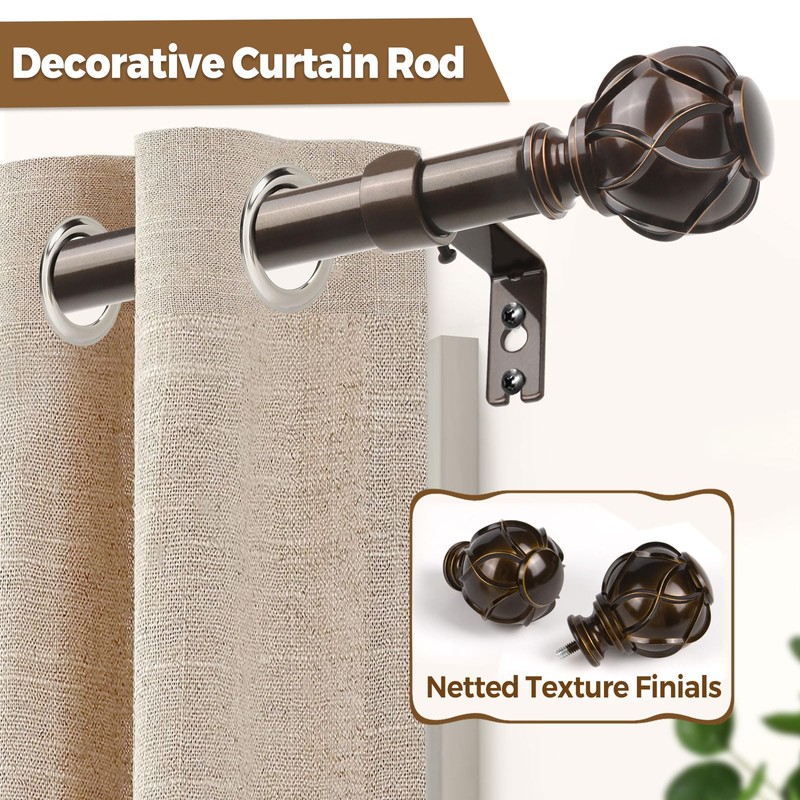 KAMANINA Curtain Rods for Windows 72 to 144 Inches (6-12ft)