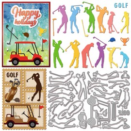 GLOBLELAND Golf Family Cutting Dies for DIY Scrapbooking Golfer Sport Trophy Metal Golf Cart Men Women Die Cuts for Card Making Embossing Photo Album Craft Decor