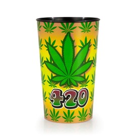 JUST FUNKY 32oz Tall Insulated Tumbler Features a Pot Leaf Image With The Text 420" | Lightweight, Yet Sturdy Glass | Perfect for Everyday Use
