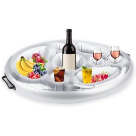 Maxmit Inflatable Drink Holder Float, Floating Drink Holder Pool Drink Holder Floats Floating Drink Holder with 8 Holes Large Capacity Cup Tray Pool Accessories for Pools, Hot Tub, Parties, Beach