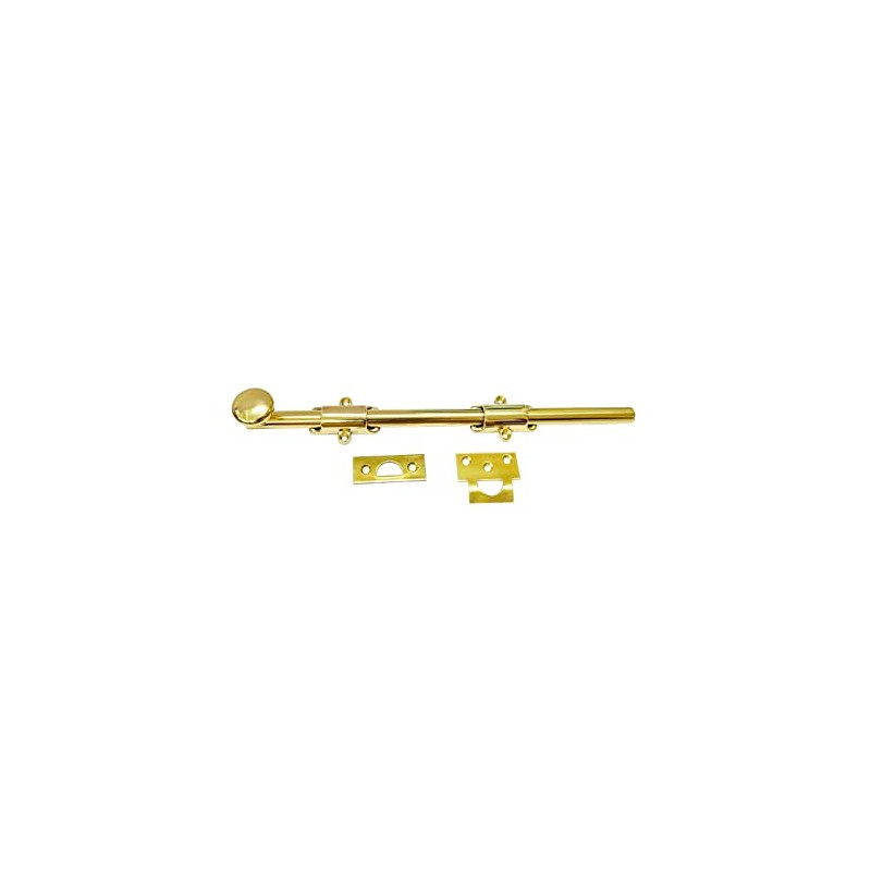 QCAA Solid Brass Dutch Door Bolt, 12", Polished Brass, 1
