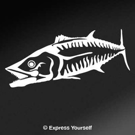 Express Yourself Products Mackerel (White - Image Facing as Shown - Small) Decal Sticker - Saltwater Fish Collection