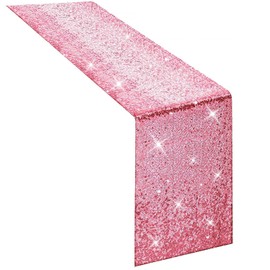 yuboo Pink Sequin Table Runners 12''x 72'', Fabric Glitter Table Runner for Wedding Birthday Party Supplies Valentine's Day Mothers Day Decorations Bachelorette Bridal Baby Shower Christmas Decor